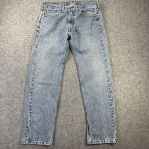 Levis 505 Jeans Mens 35x30 Light Wash Blue Denim Straight Leg Zip Fly Classic